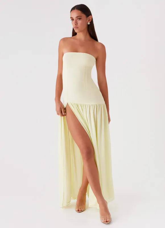 Eden Strapless Maxi Dress - Yellow sold by Peppermayo