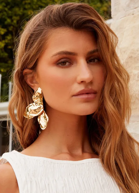 Stonelet Statement Earrings - Gold sold by Peppermayo