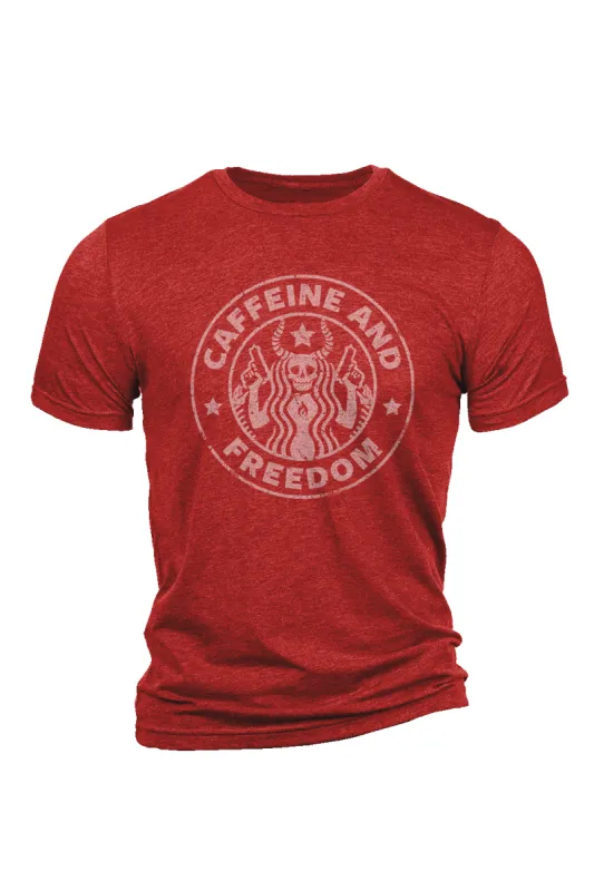 Caffeine & Freedom - T-Shirt sold by Nine Line