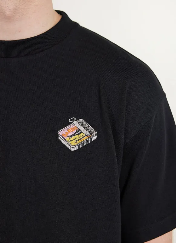 Sardines Oversized T Shirt | Embroidered Organic Cotton | Black sold by Percival