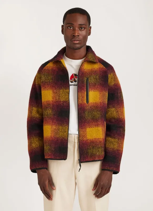 Anderson Raglan Check Jacket | Wool | Yellow sold by Percival