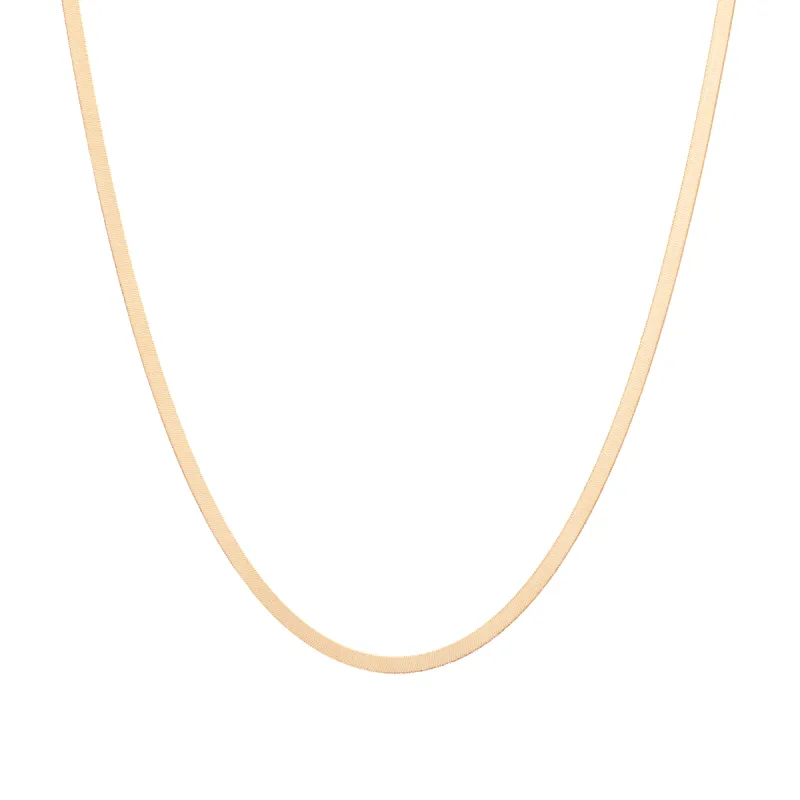 Solid Gold Herringbone Chain Necklace sold by Aurate