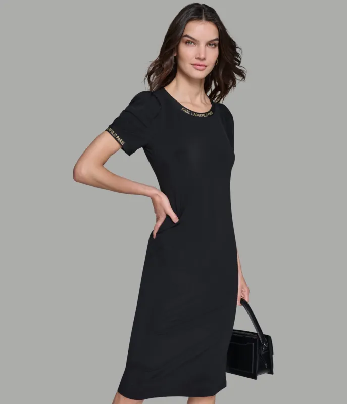 LOGO TAPE RIBBED MIDI DRESS | Parallel
