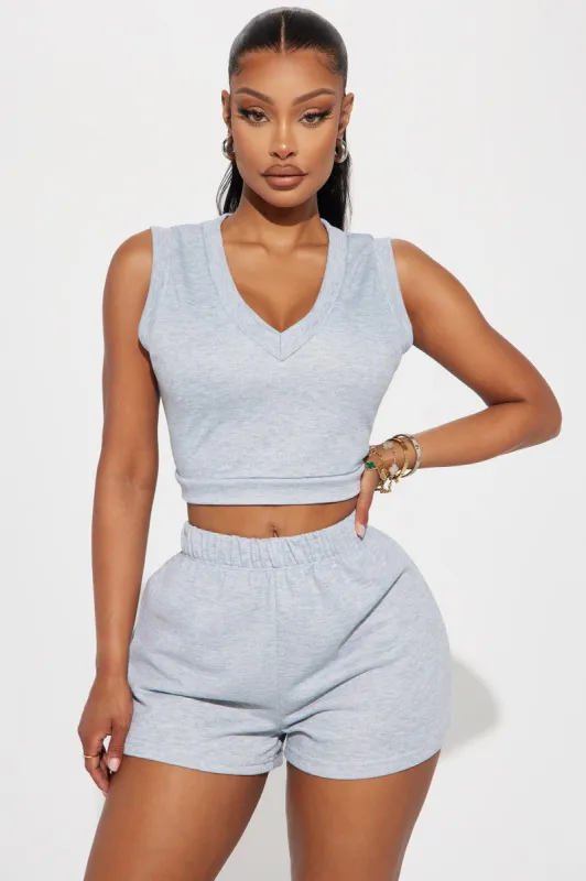 Country Club Lounge Top - Heather Grey sold by Fashion Nova