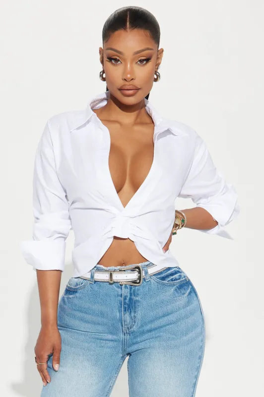 Adele Poplin Blouse Top - White sold by Fashion Nova