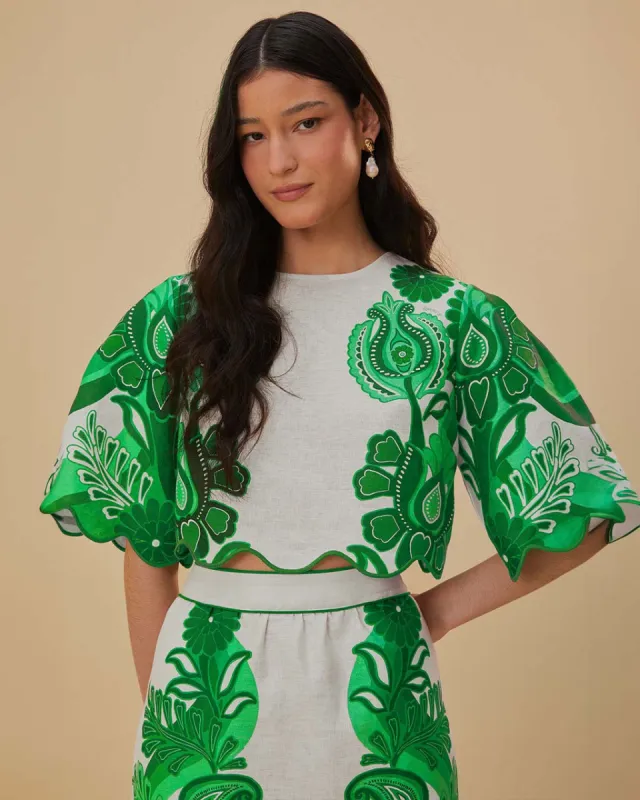 Green Color Festival Euroflax Blouse sold by ban.do