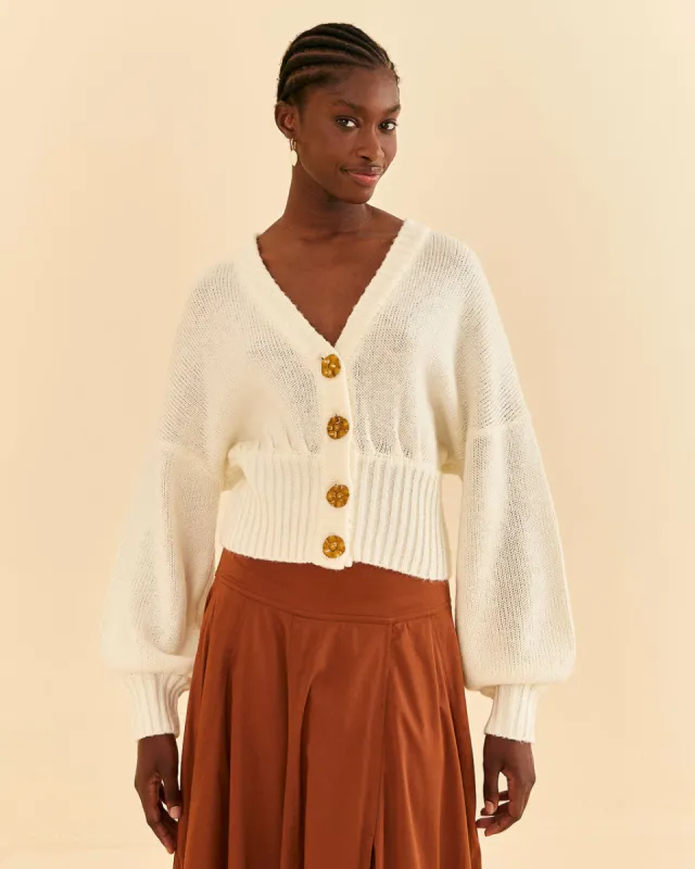 Off-White Bubble Knit Cardigan sold by ban.do