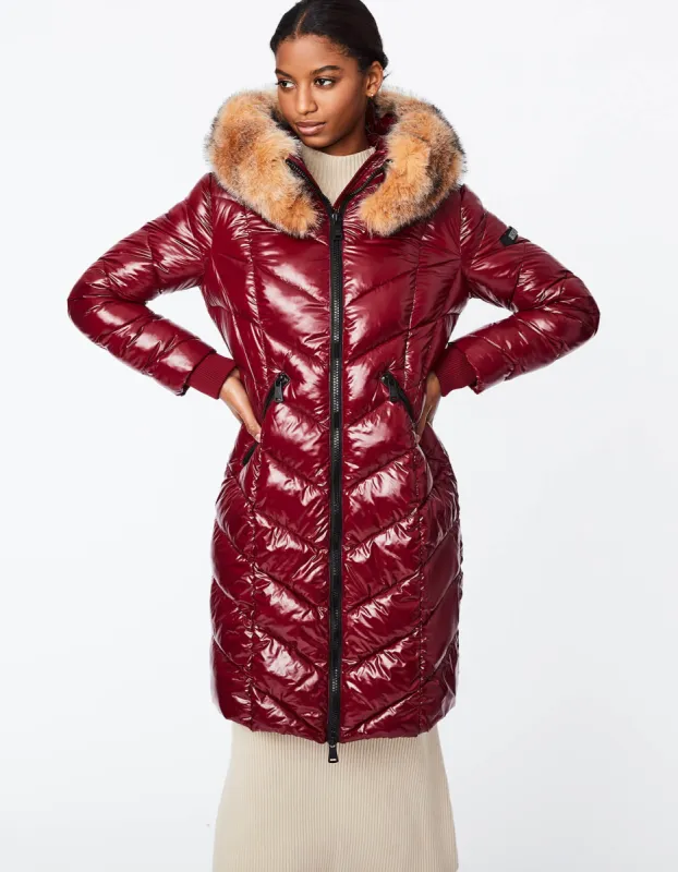 HERRINGBONE GLOSSY PUFFER COAT sold by Bernardo
