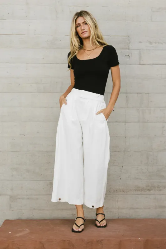Elke Button Slacks in White - FINAL SALE sold by bohme