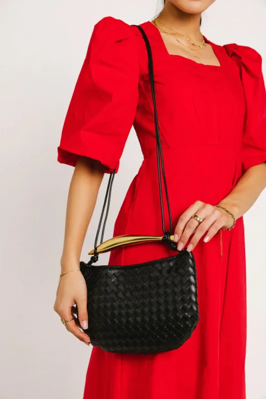 Tobias Woven Bag in Black sold by bohme
