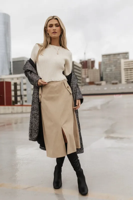Savannah Corduroy Skirt in Beige - FINAL SALE sold by bohme