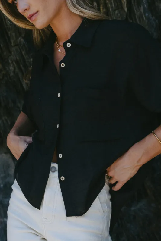 Rhonda Button Up in Black - FINAL SALE sold by bohme