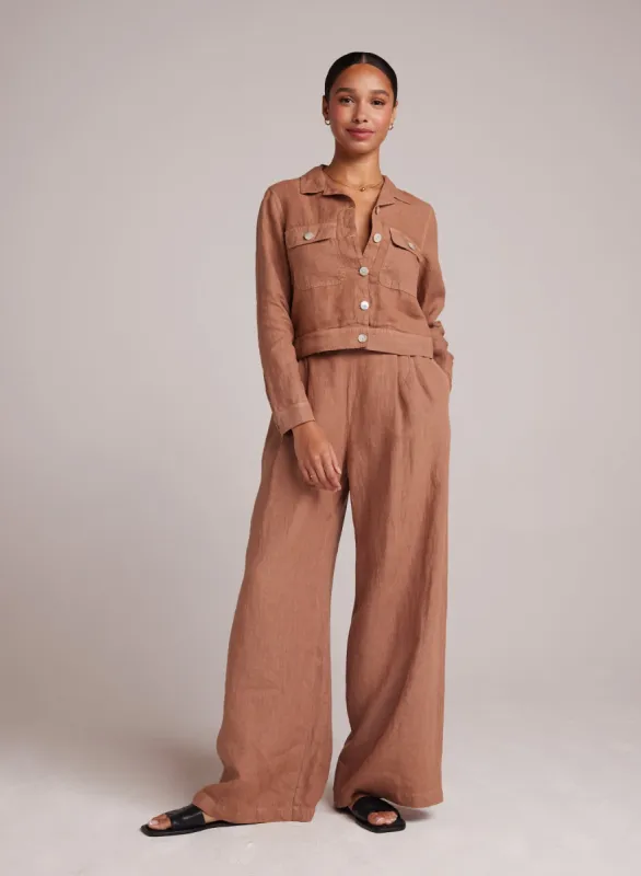 High Waisted Linen Pleated Pant  - Desert Brown sold by Bella Dahl