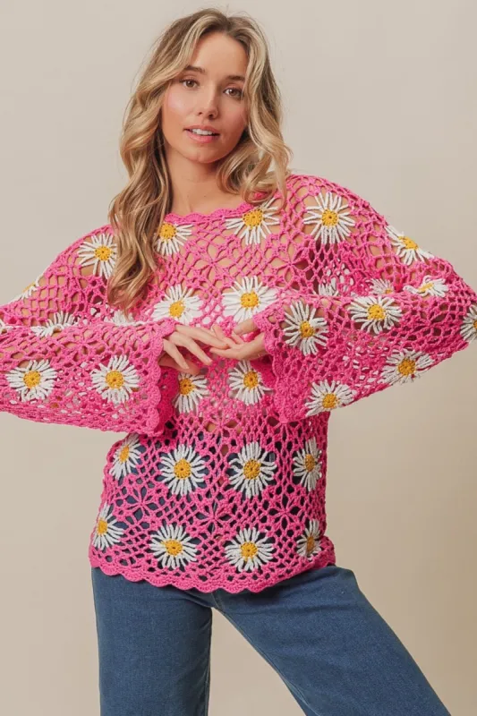 BiBi Floral Crochet Net Lace Cover Up sold by Charming Charlie