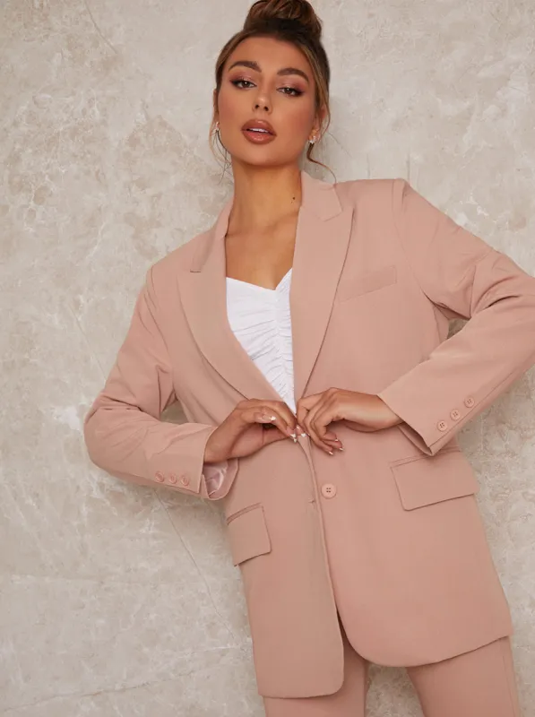 Tailored Oversized Blazer in Pink sold by Chi Chi London