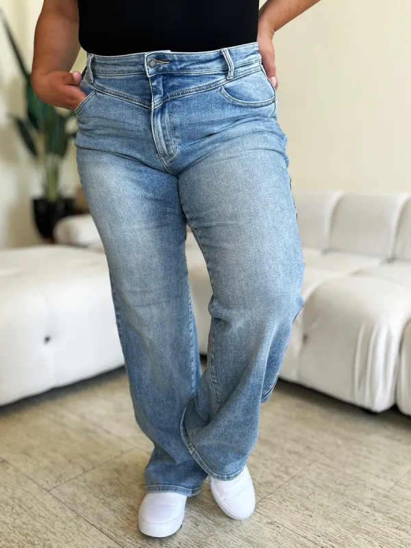Judy Blue Full Size High Waist Wide Leg Jeans sold by Charming Charlie