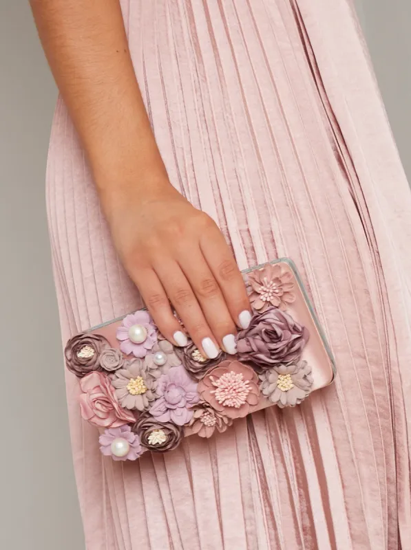 3D Floral Clutch Bag in Brown sold by Chi Chi London
