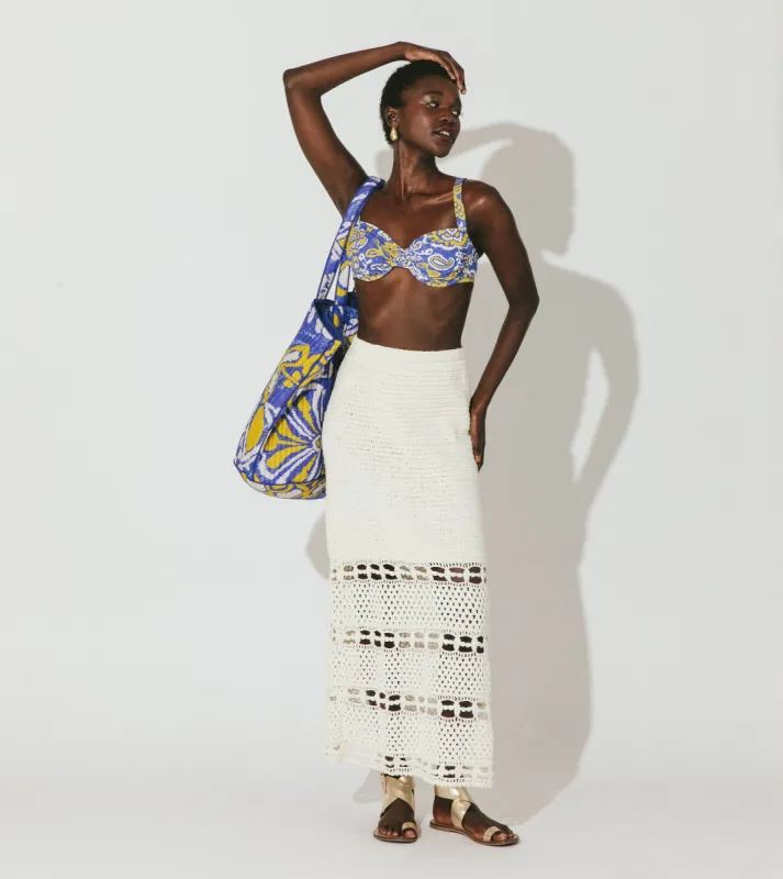 Adela Hand Crochet Midi Skirt | Ivory sold by Cleobella