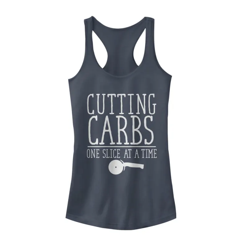 Junior's CHIN UP Cutting Pizza Carbs Racerback Tank Top sold by Chin Up Apparel