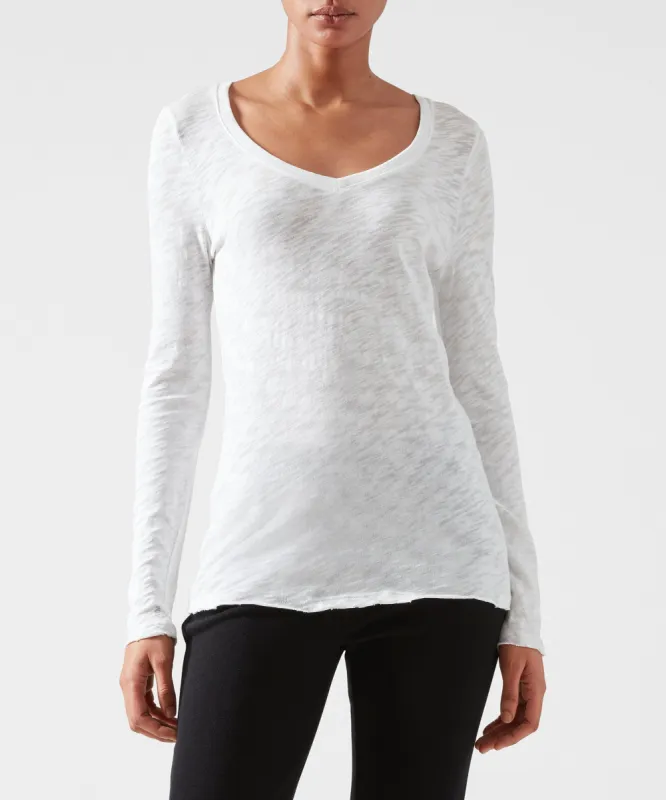 Slub Jersey Long Sleeve V-Neck Tee - White sold by ATM Anthony Thomas Melillo