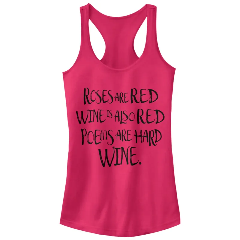 Junior's CHIN UP Roses Are Poems Are Hard Racerback Tank Top sold by Chin Up Apparel