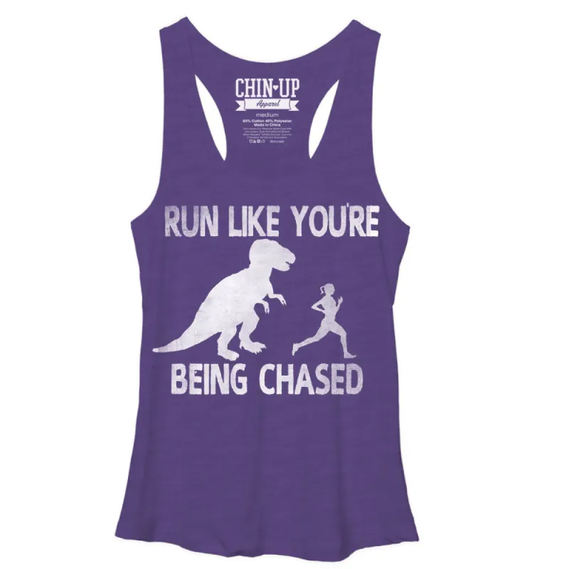 Women's CHIN UP Dinosaur Run Racerback Tank Top sold by Chin Up Apparel