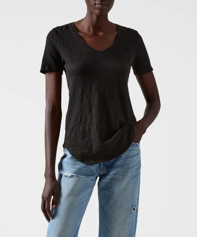 Slub Jersey Classic V-Neck Tee - Black sold by ATM Anthony Thomas Melillo