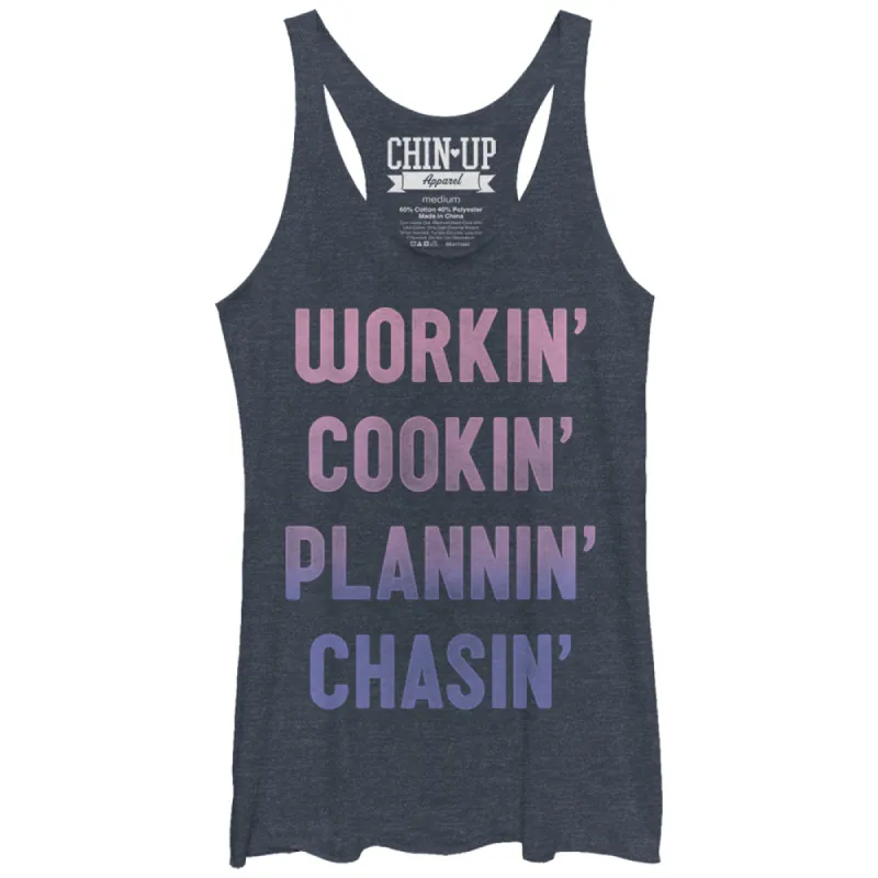 Women's CHIN UP Working Cooking Planning Chasing Racerback Tank Top sold by Chin Up Apparel
