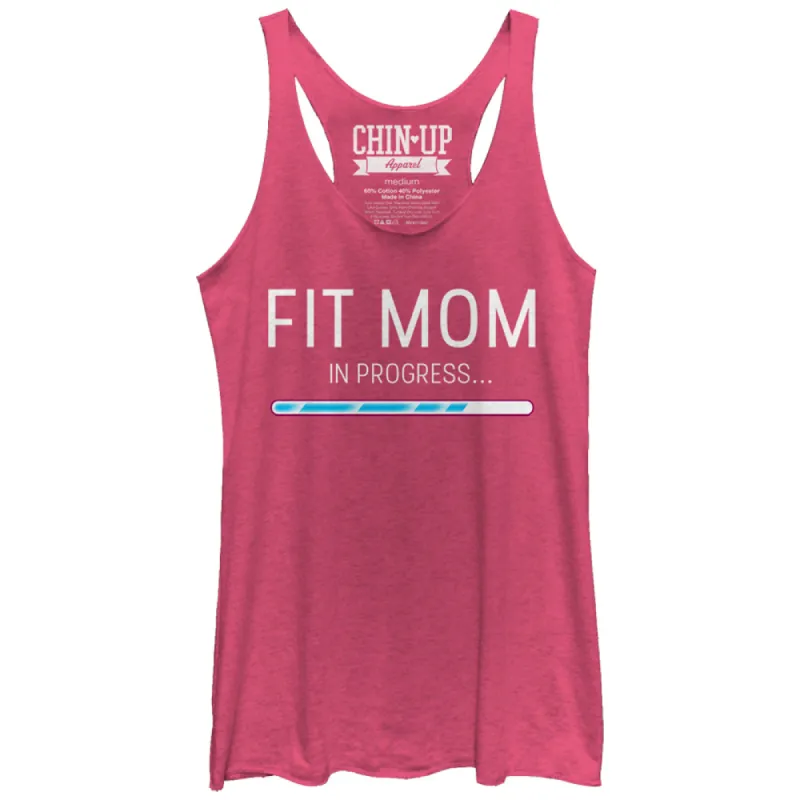 Women's CHIN UP Fit Mom in Progress Racerback Tank Top sold by Chin Up Apparel