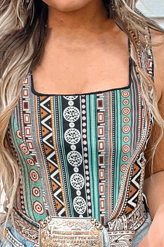 Printed Square Neck Wide Strap Tank sold by Charming Charlie