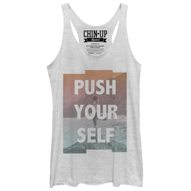 Women's CHIN UP Push Yourself Yoga Racerback Tank Top sold by Chin Up Apparel