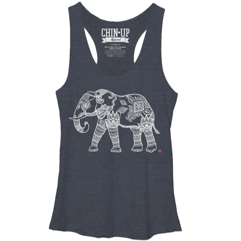 Women's CHIN UP Zen Elephant Racerback Tank Top sold by Chin Up Apparel