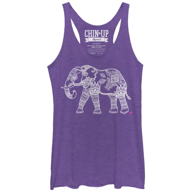 Women's CHIN UP Zen Elephant Racerback Tank Top sold by Chin Up Apparel