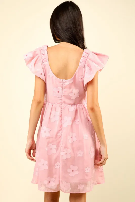 Cutout Ruffle Hem Cap Sleeve Dress sold by Charming Charlie