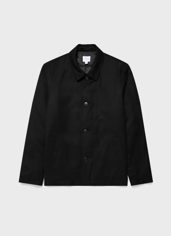 Men's Insulated Wool Jacket in Black sold by Sunspel
