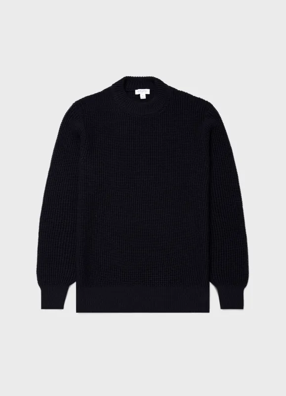 Men's Mariner Mock Neck Jumper in Light Navy sold by Sunspel