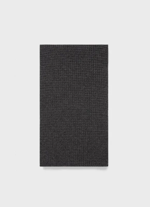 Textured Waffle Scarf in Charcoal Melange sold by Sunspel