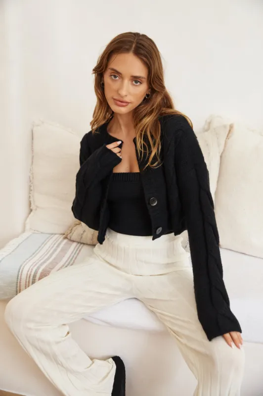 SNDYS Laine Cable Cardigan Black sold by Fortunate One