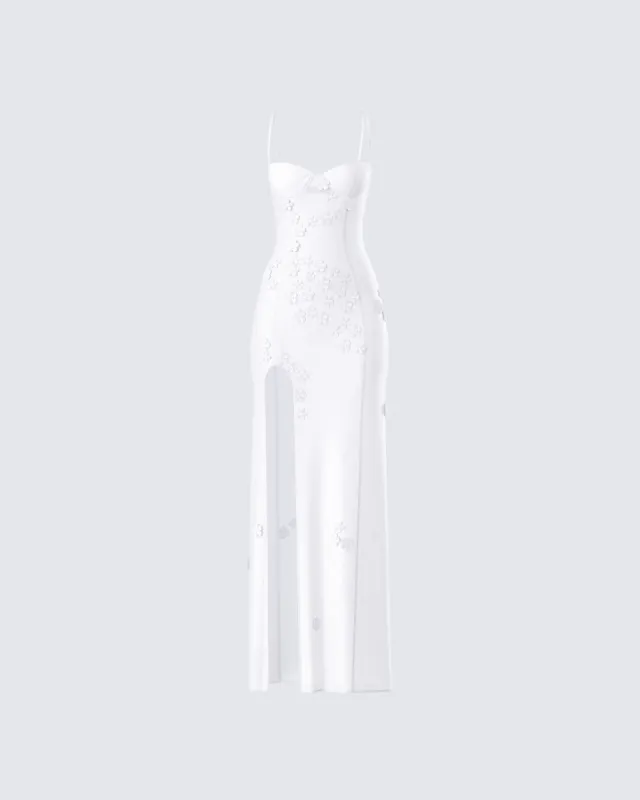 Myla White Floral Mesh Maxi Dress sold by Finesse
