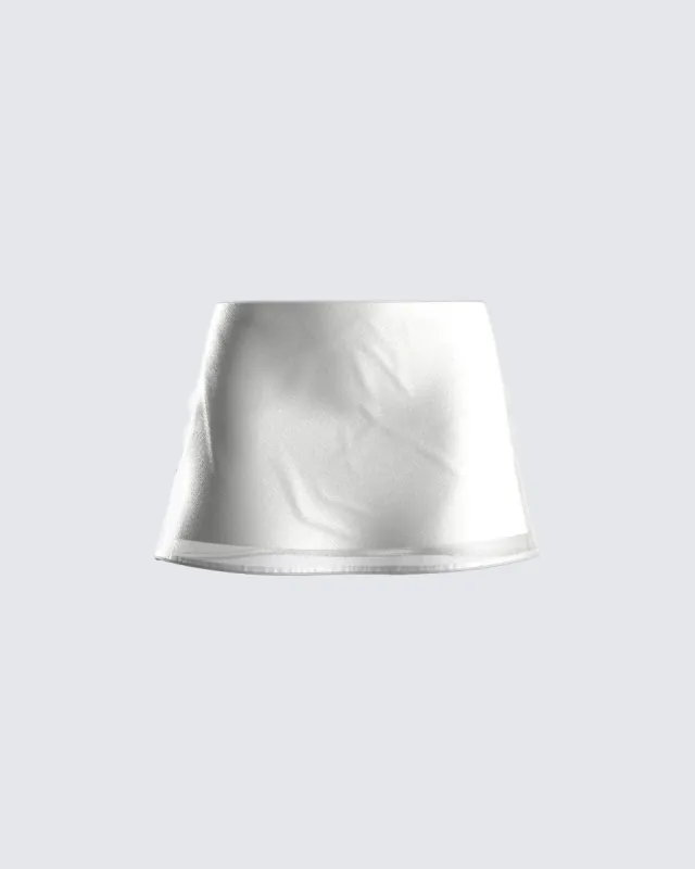 Dory White Chiffon Mini Skirt sold by Finesse