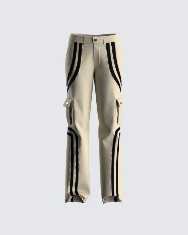 Marcia Taupe Twill Cargo Pant sold by Finesse