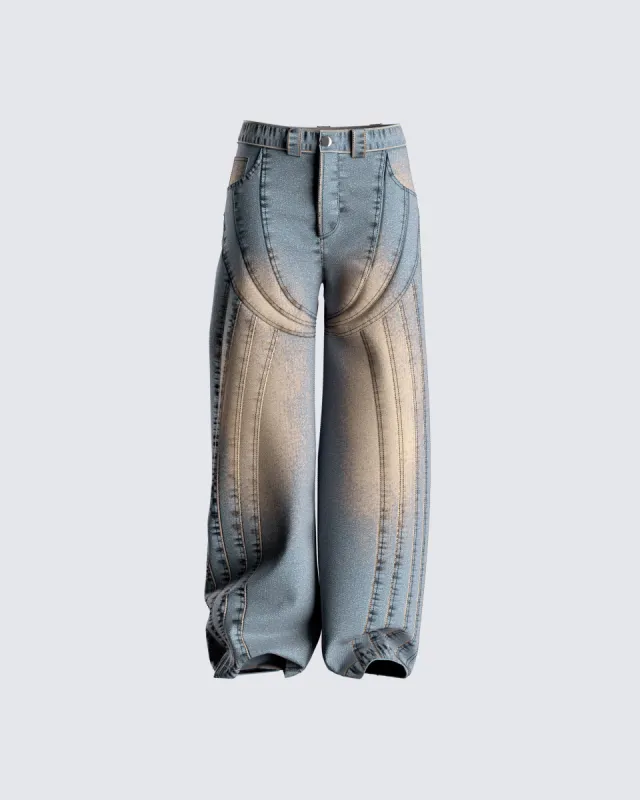 TURNTIDE*日本未入荷 タッセルデザイン Wide Leg Denim/Jeans Aleksandra Wide Leg Blue Jeans | Parallel