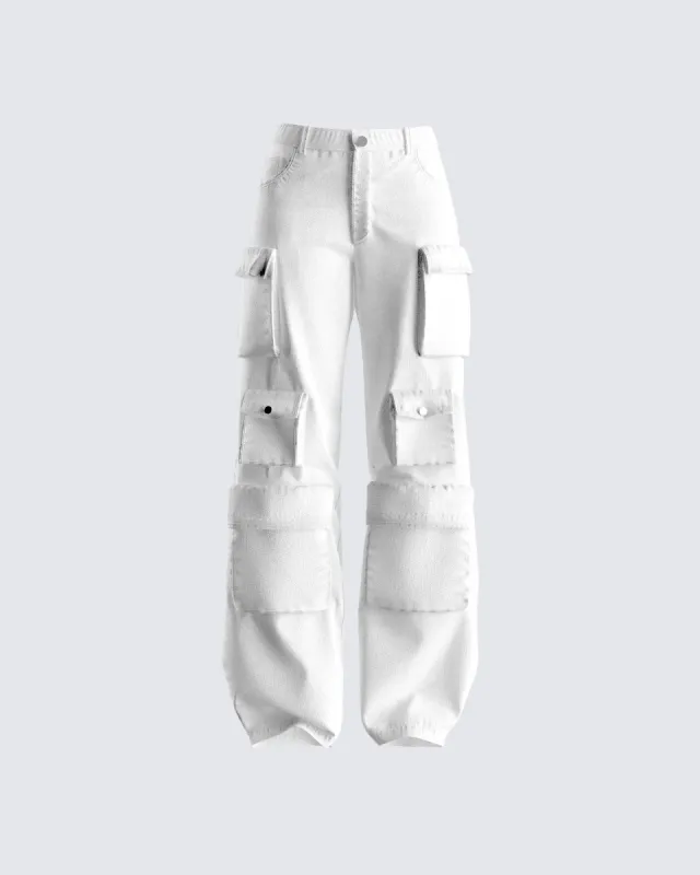 Chima White Cargo Twill Pant sold by Finesse