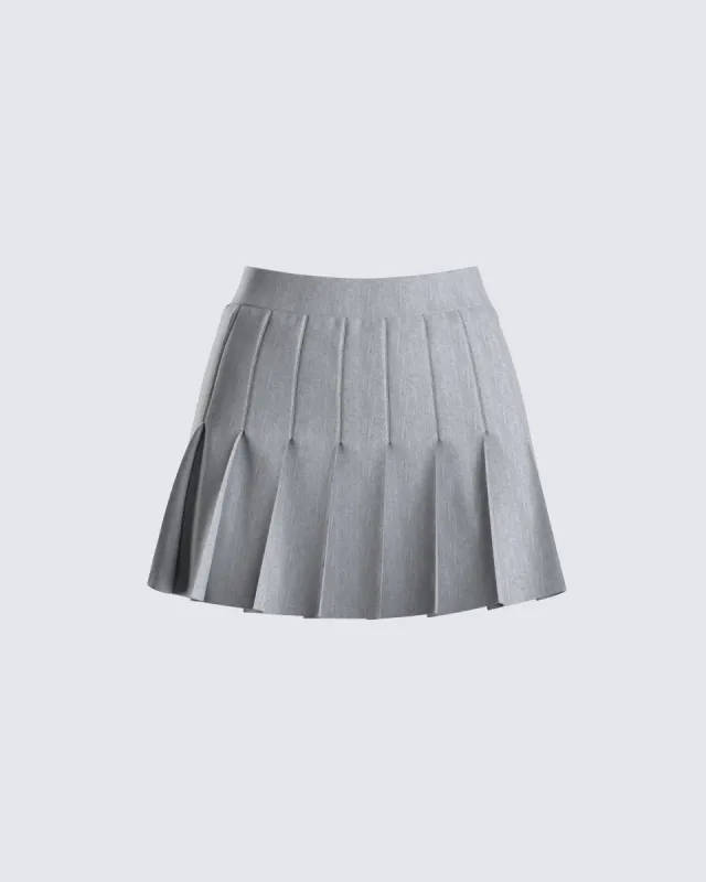 Madeleine Grey Pleated Mini Skirt sold by Finesse