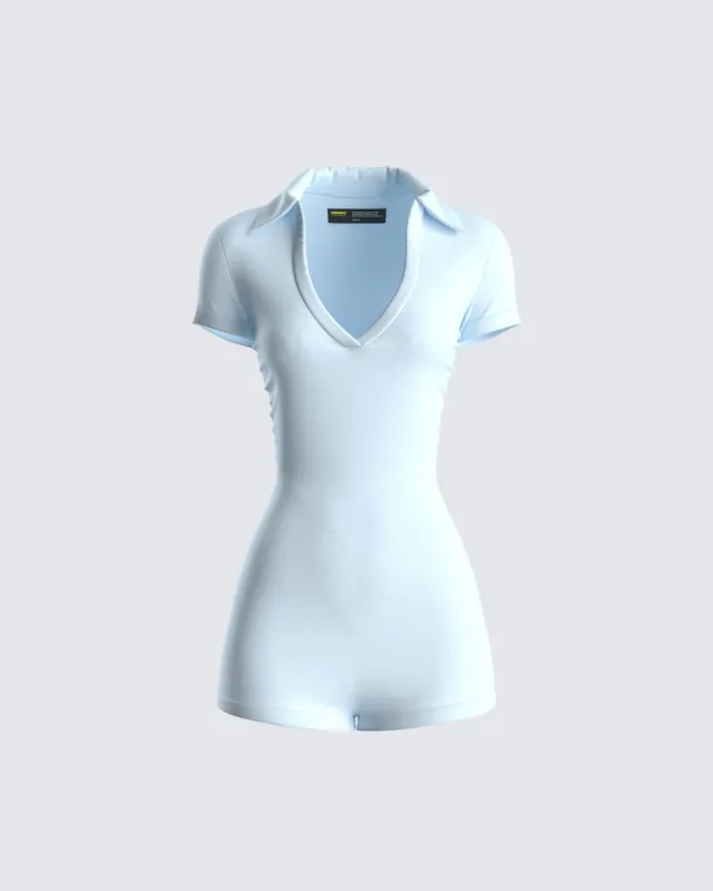 Jeane Marie Blue Mini Rib Romper | Parallel