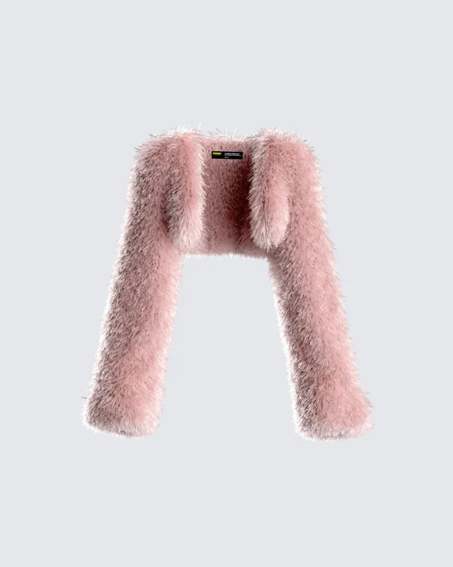 Edith Pink Vegan Fur Shrug Jacket sold by Finesse