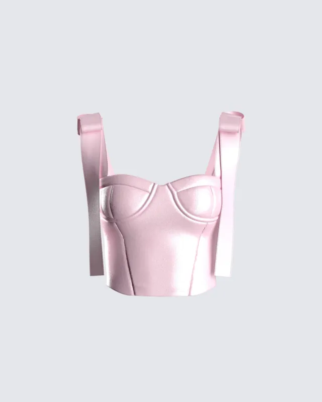 Edith Pink Satin Corset Top sold by Finesse