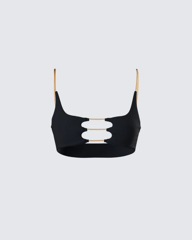 Amari Black Chain Cropped Top sold by Finesse