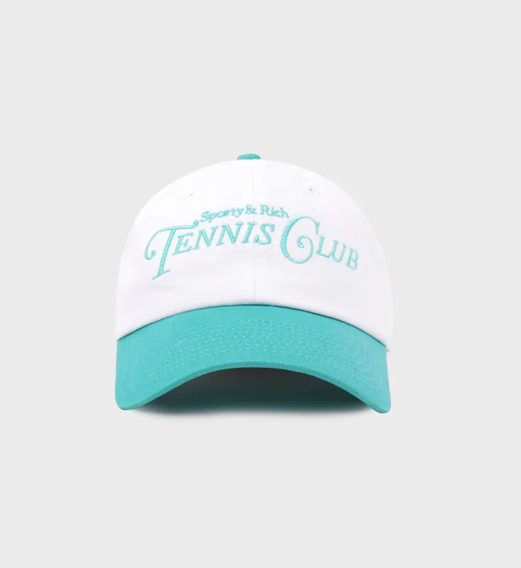 Rizzoli Tennis Embroidered Hat - White/Caribbean sold by Sporty and Rich