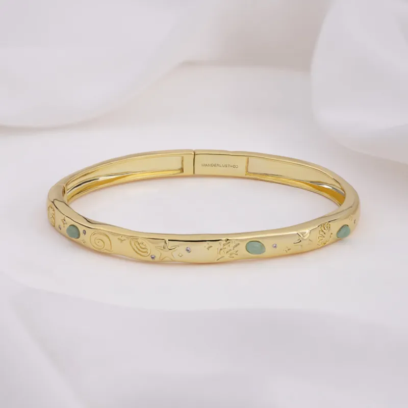 Keepsakes Aventurine Gold Bangle sold by Wanderlust and Co